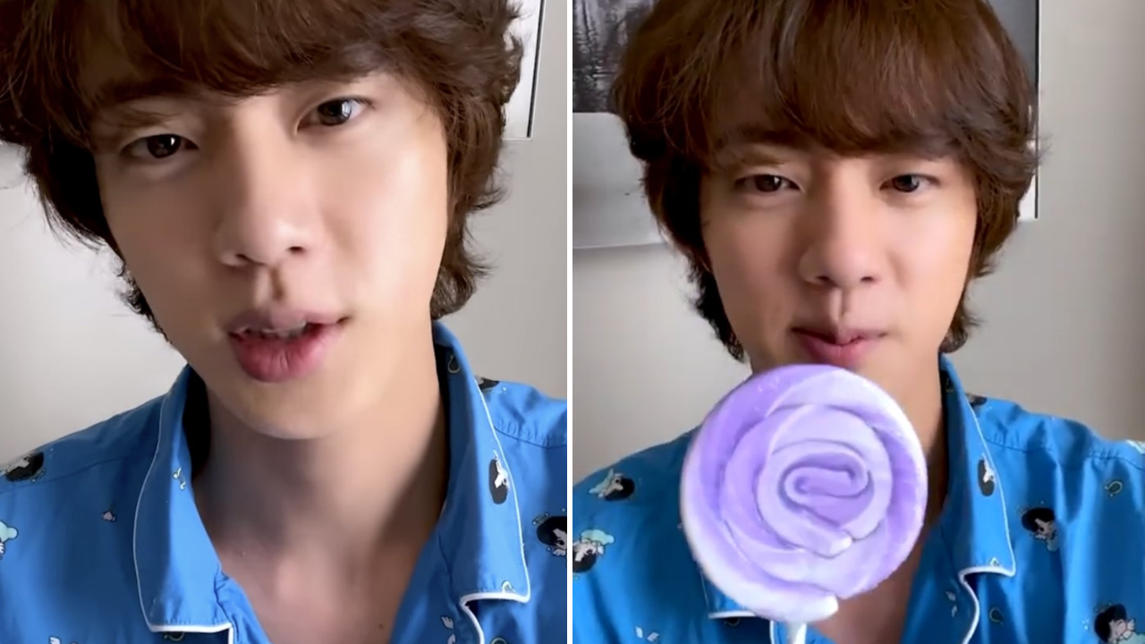 BTS' Jin teases ARMY for crying before gifting them a purple lollipop on White Day