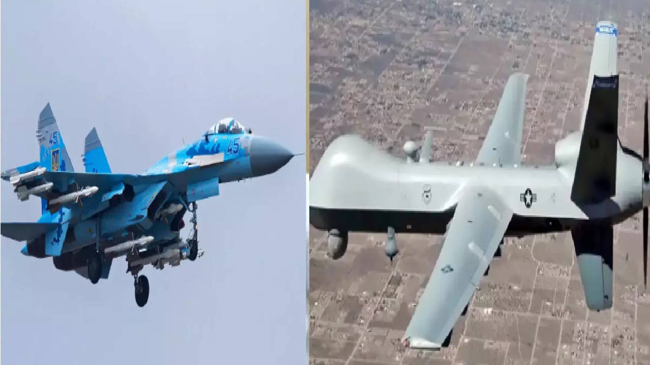 russian su-27 jet fighter collids with american mq-9 reaper drone over black sea