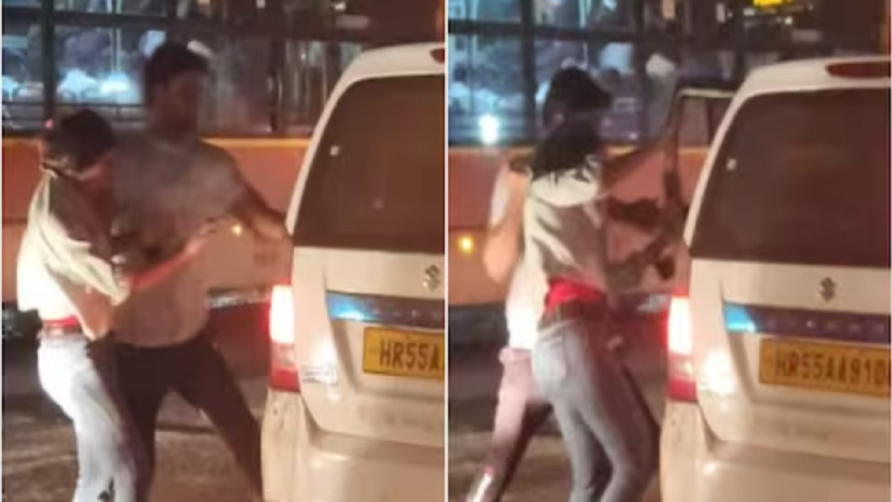 A video of a man thrashing a woman and forcefully pushing her into a cab went viral on social media