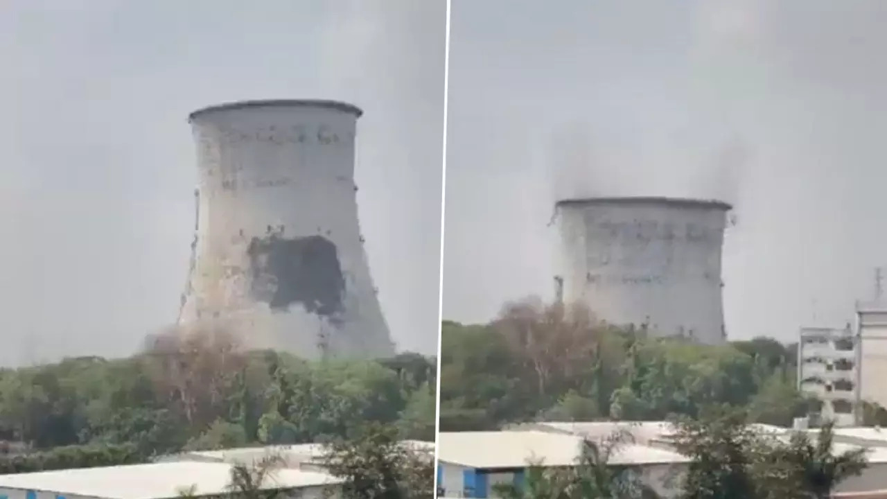 85-metre-tall cooling tower demolished in Surat