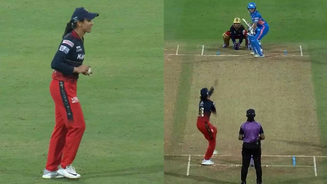 Smriti Mandhana bowling in WPL 2023.