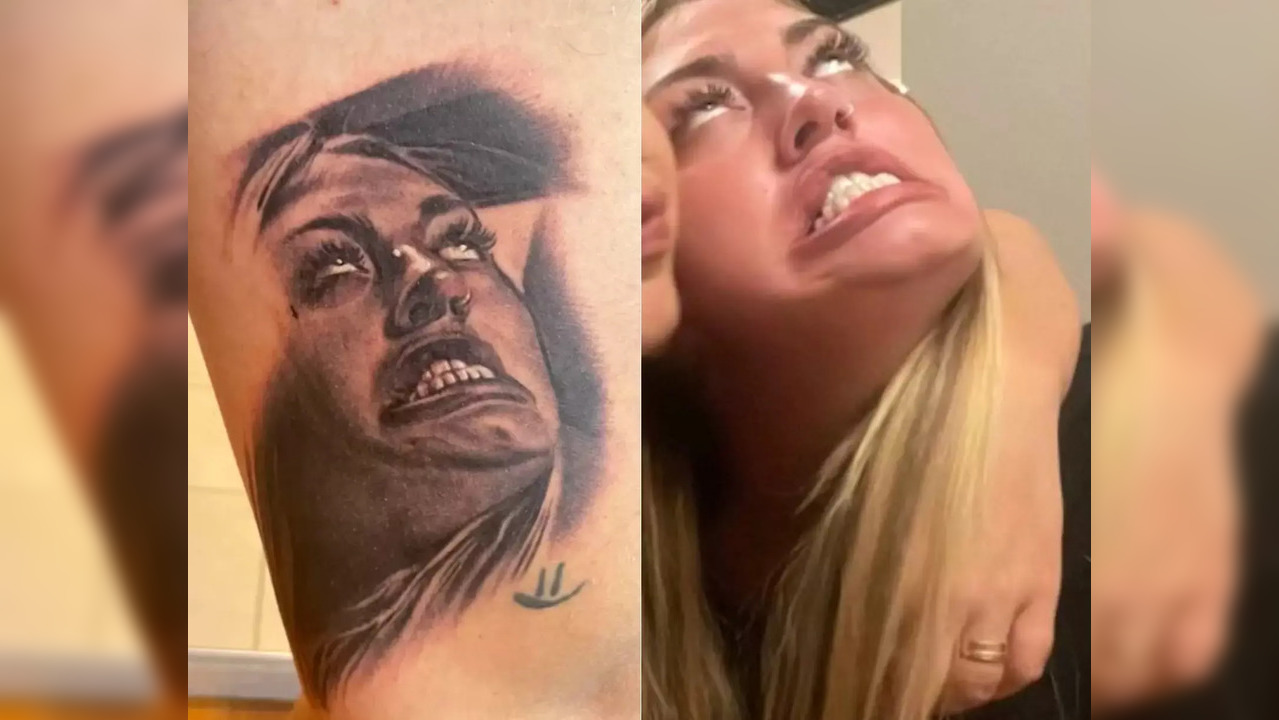 Man gets wife's face tattooed to his body