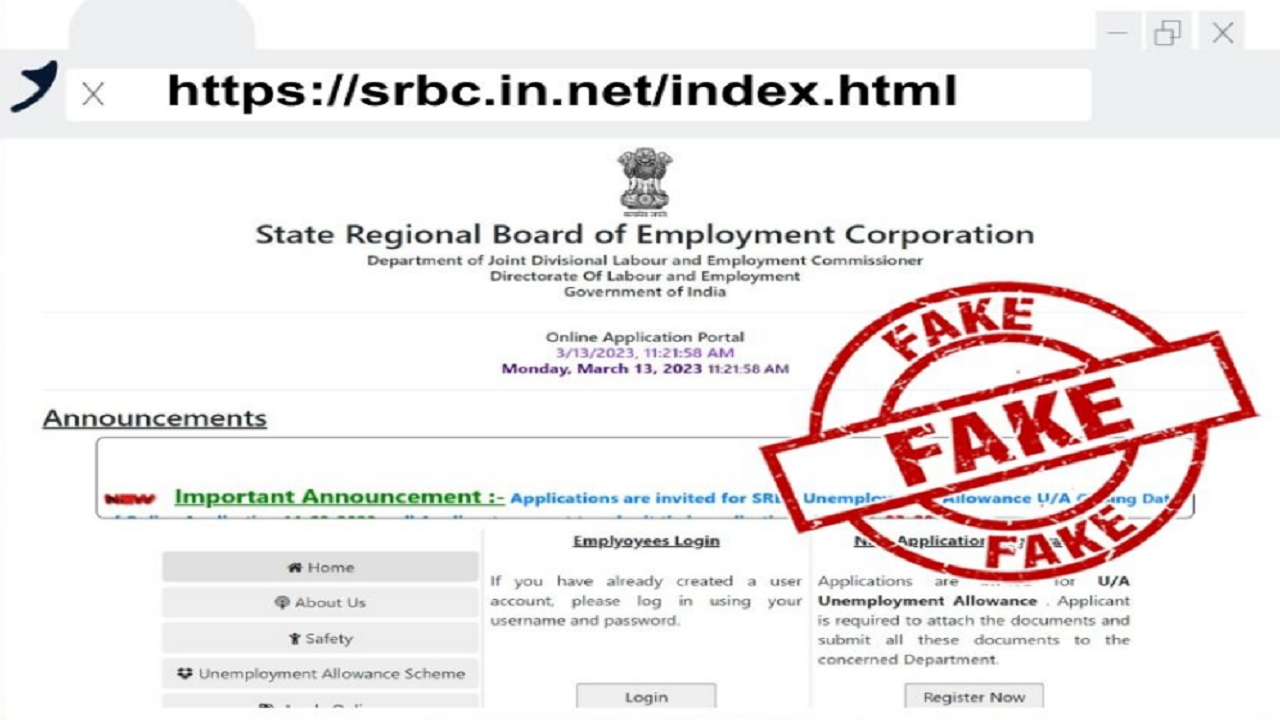 Labour Ministry conducting online recruitment through srbc.in.net?