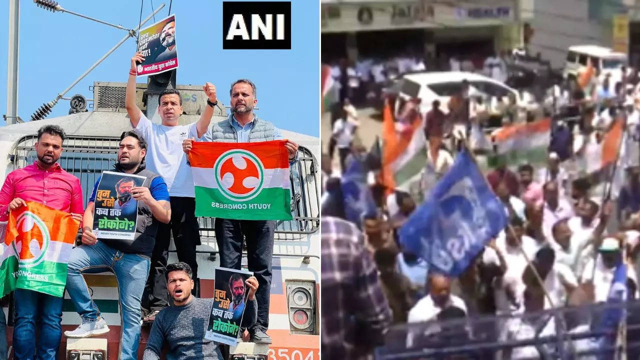 Congress leaders staged protests throughout the country against Rahul Gandhi's conviction