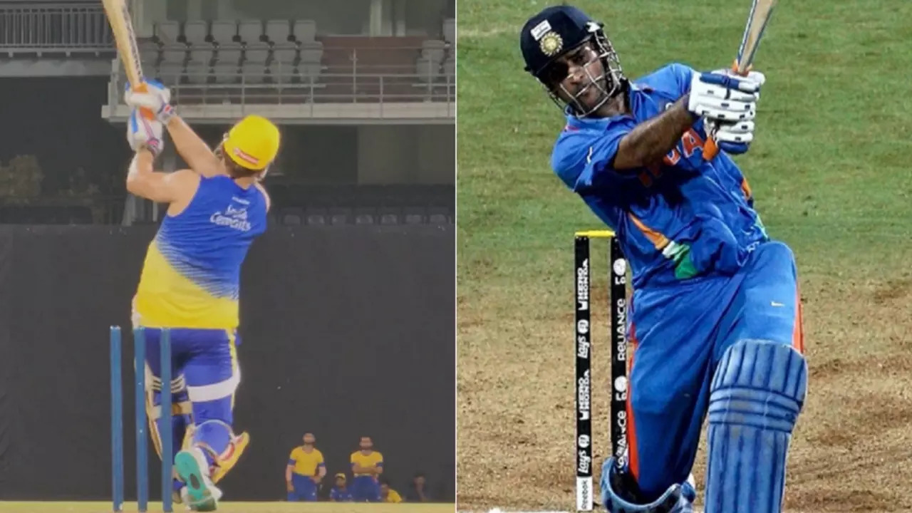 MS Dhoni recreates 2011 six.