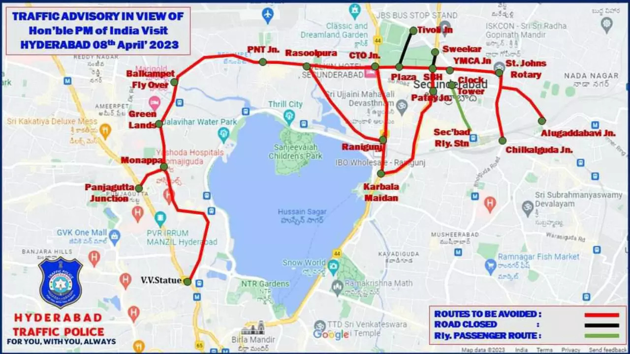 Hyderabad PM Visit Traffic Advisory