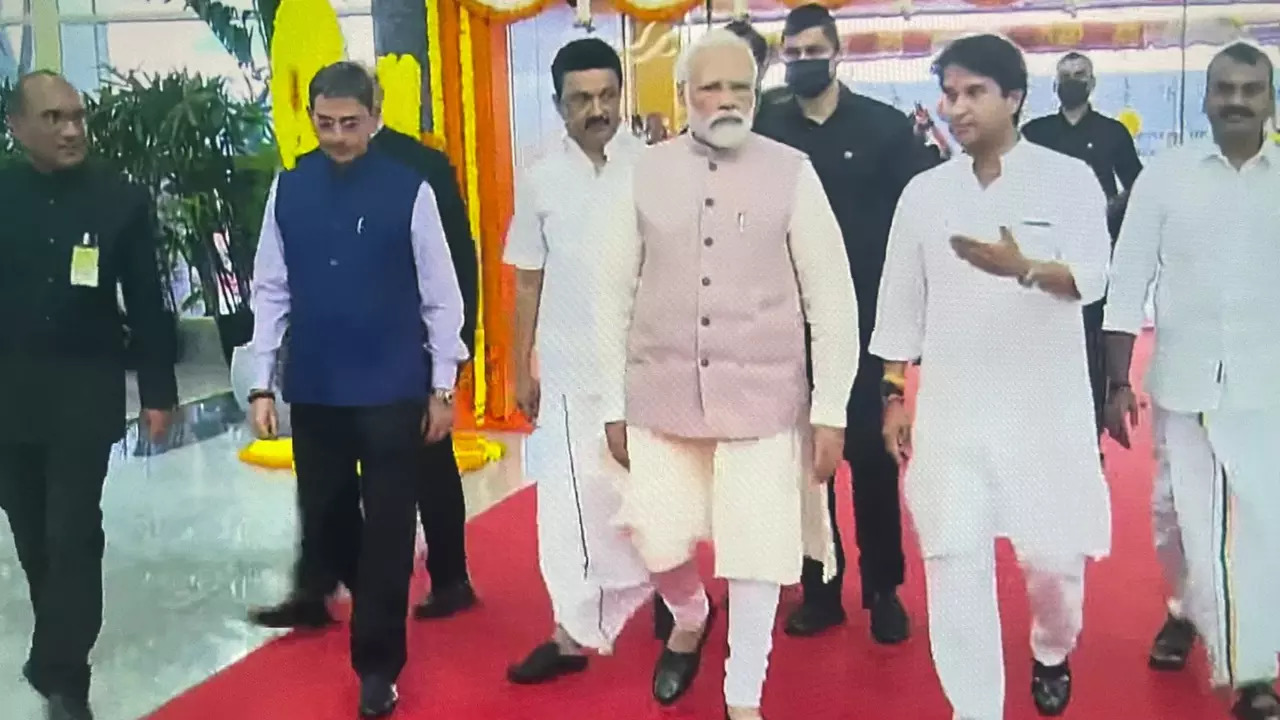 PM Modi at Chennai Airport.