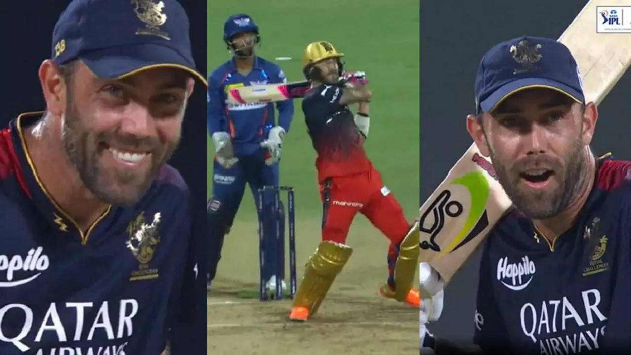 Glenn Maxwell reaction to Faf Du Plessis six IPL 2023 WATCH video.