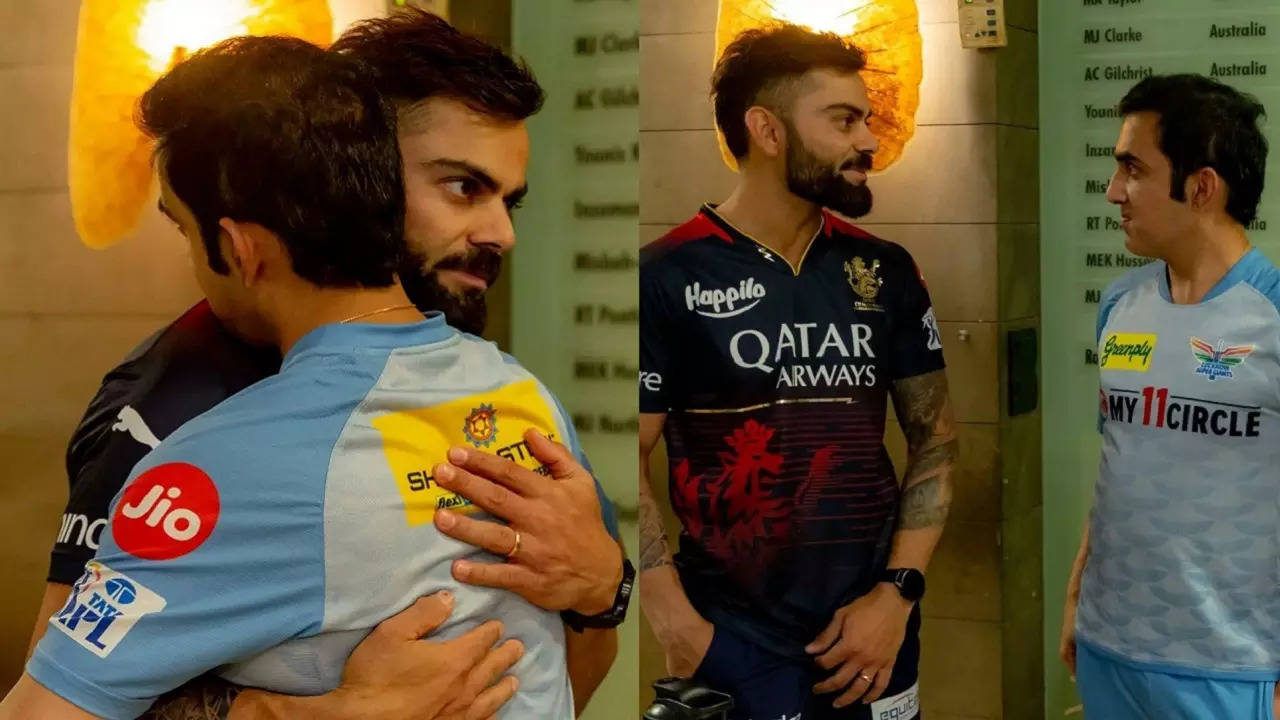 Gautam Gambhir Virat Kohli IPL 2023 hug.