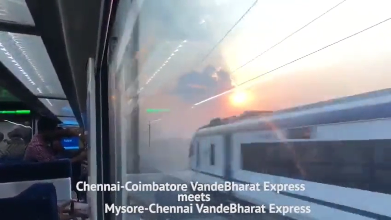 2 Vande Bharat Trains Cross Each Other In Viral Video