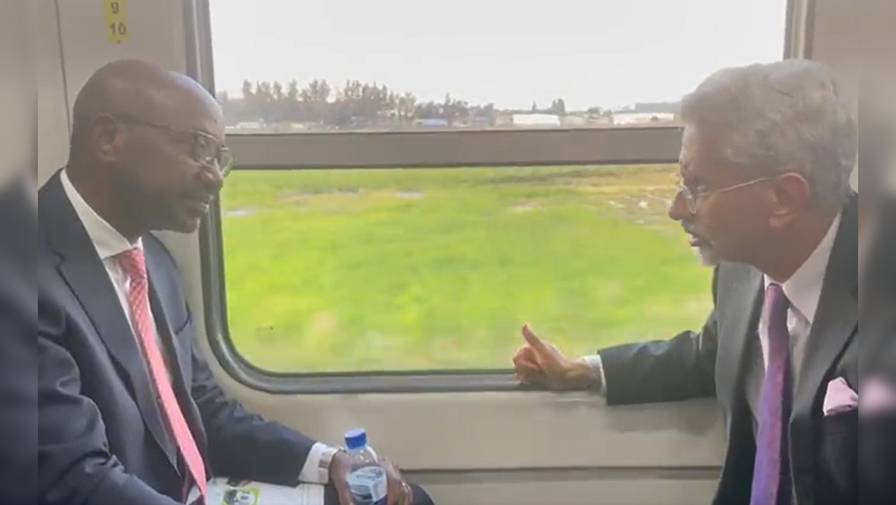 Proud moment caught on camera! On a made in India train in Mozambique, EAM S Jaishankar's chats with Mozambican Transport Min | WATCH