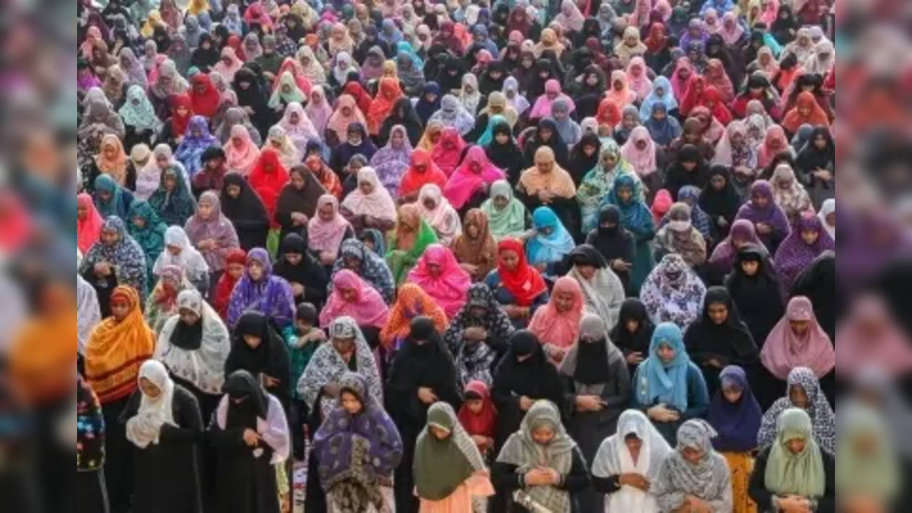 Chennai:Muslim women offer Eid al-Fitr prayers in Chennai on Tuesday May 3,2022.(Photo: R. Parthibhan/IANS)