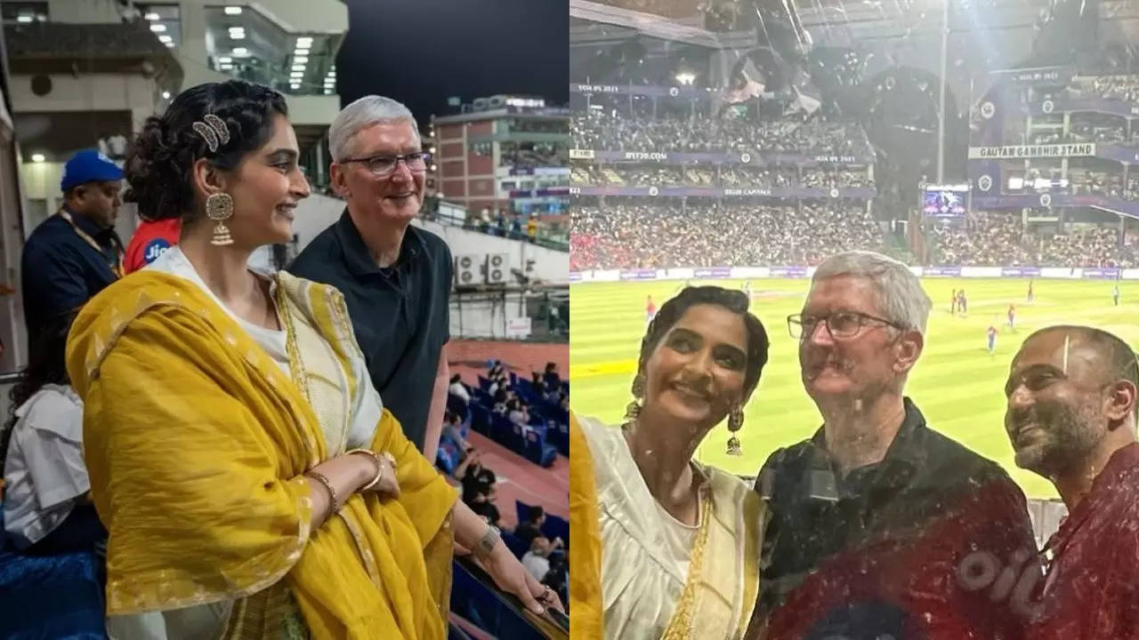 Sonam Kapoor Enjoys DC Vs KKR Match With Apple CEO Tim Cook, Hubby Anand Ahuja In Delhi