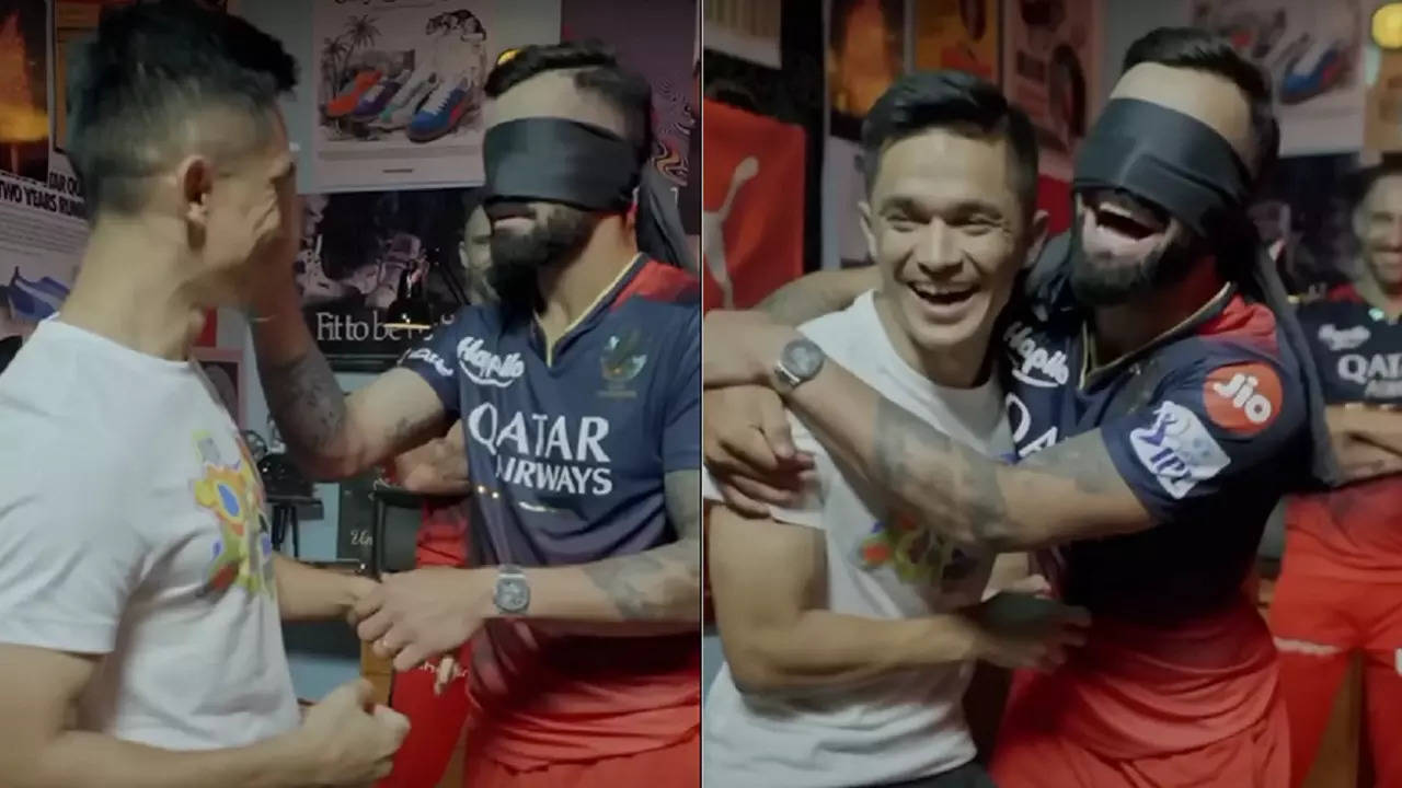 Virat Kohli Sunil chhetri blindfold challenge.