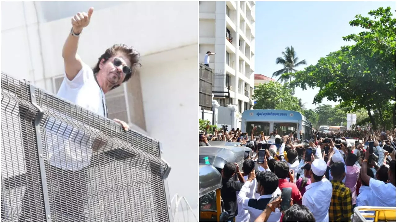 Shah Rukh Khan greets fans outside Mannat on Eid