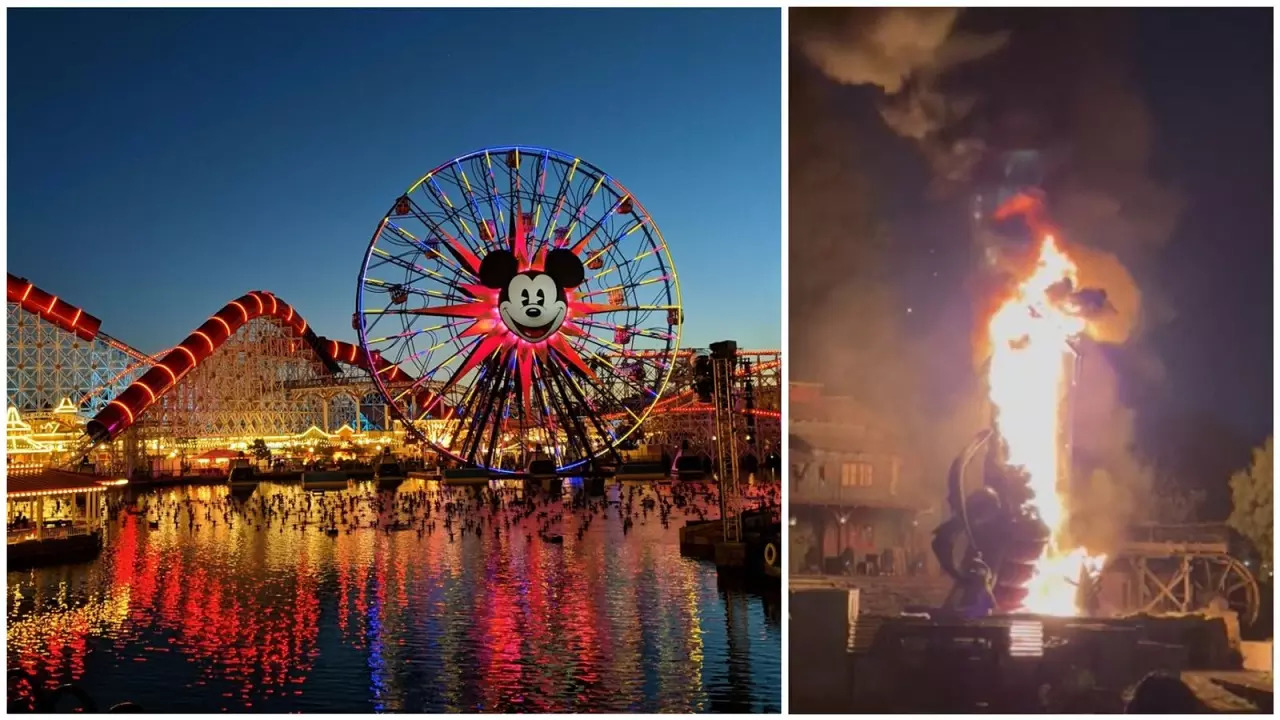 Giant Dragon catches fire at Disneyland