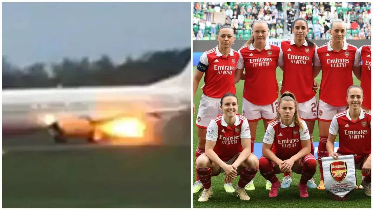 Plane Carrying Arsenal Women's Team Catches Fire On Runway Before