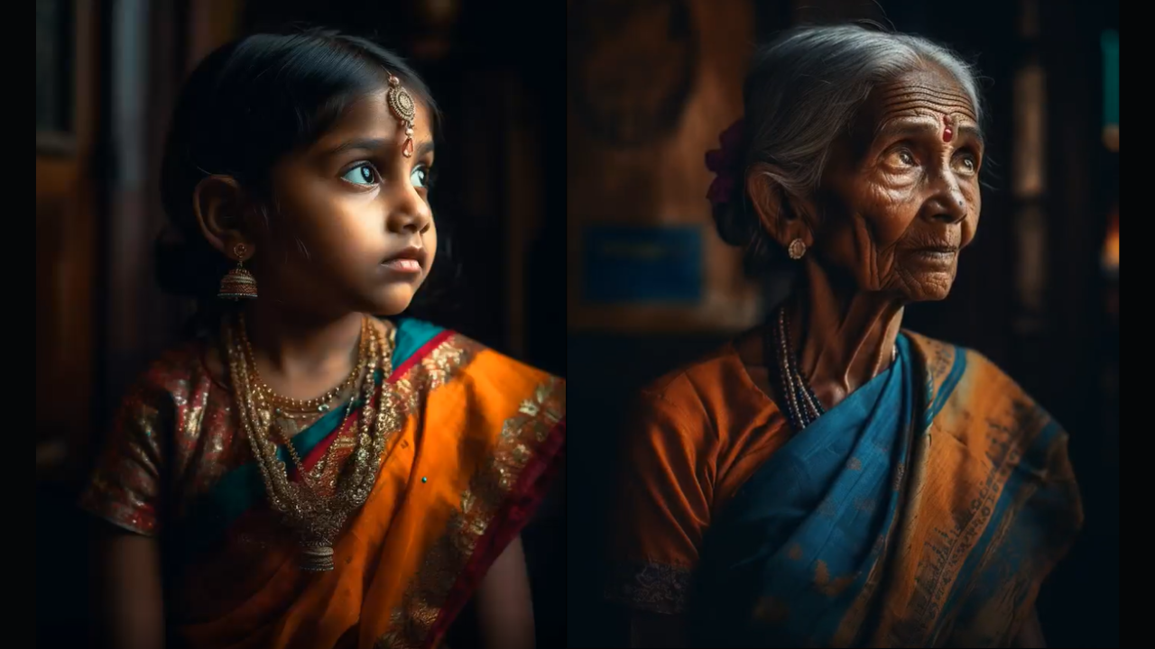 ai-video-showing-south-indian-girl-ageing-from-5-years-to-95-years