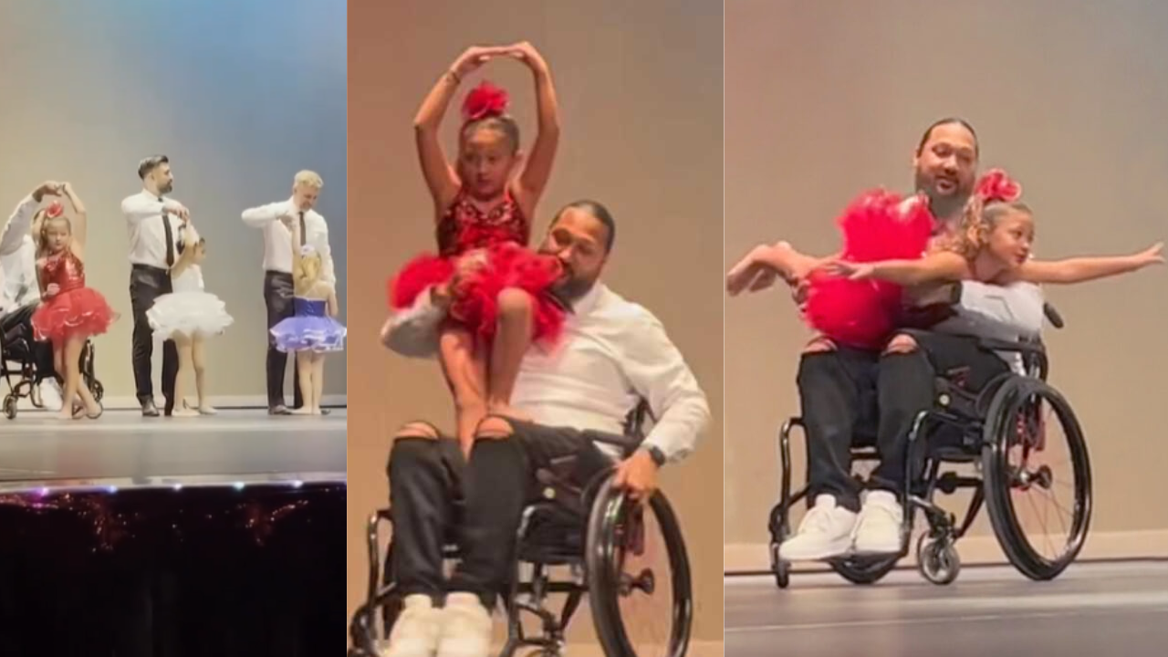 Heartwarming! Dad In Wheelchair Dances With 6YearOld Daughter On