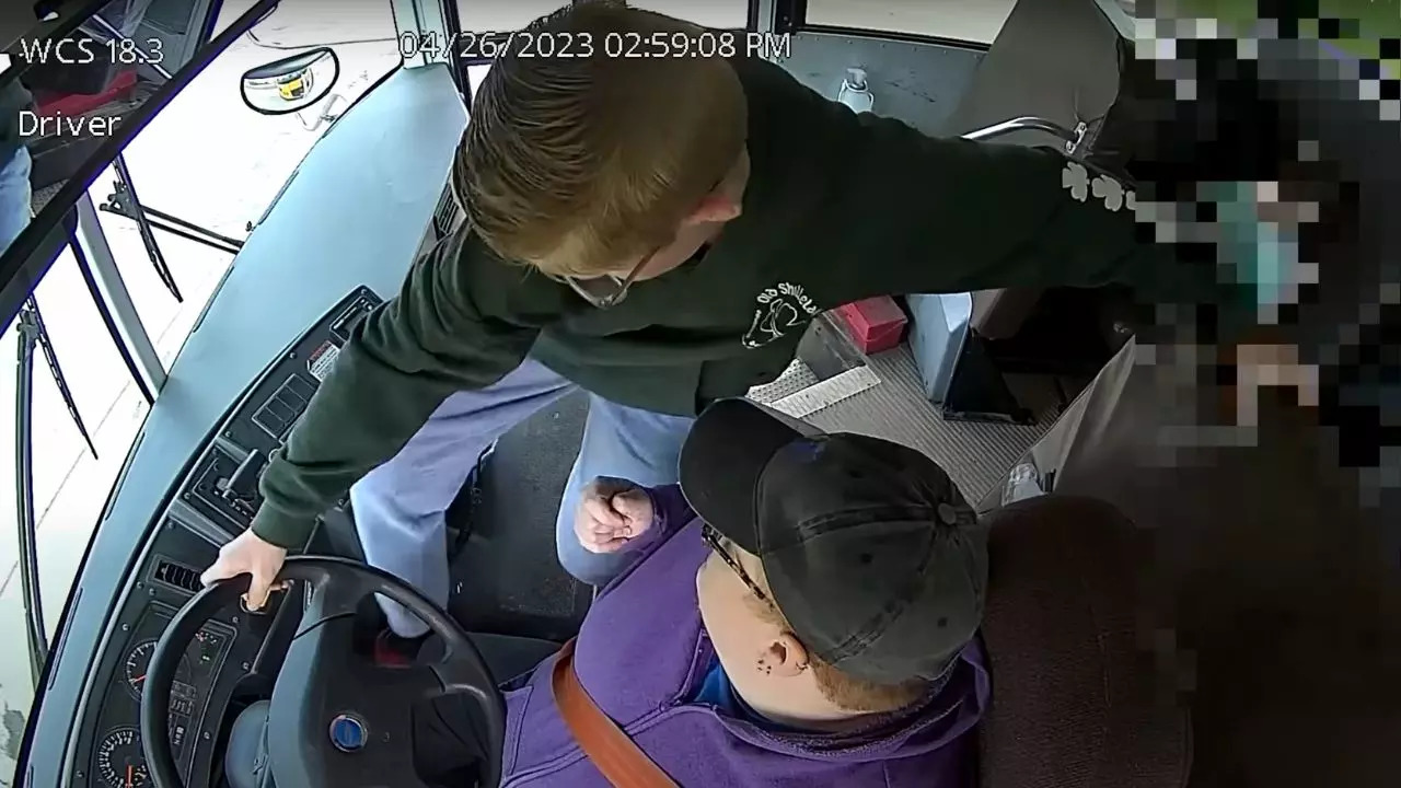 Quick-thinking Michigan 7th grader Dillion Reeves takes the wheel after the driver on his school bus falls unconscious | Image: Warren Consolidated Schools (Screenshot Azmi Haroun/Youtube)